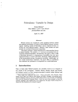Federalisms: Unstable by Design