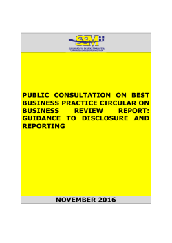 PUBLIC CONSULTATION ON BEST BUSINESS PRACTICE