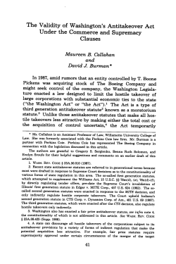 The Validity of Washington`s Antitakeover Act Under the Commerce