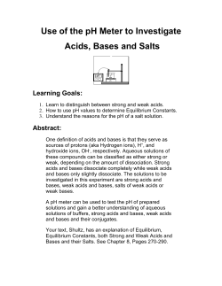 Use of the pH Meter to Investigate Acids, Bases and