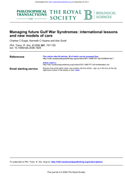 and new models of care Managing future Gulf War Syndromes