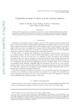 A database of genus 2 curves over the rational numbers