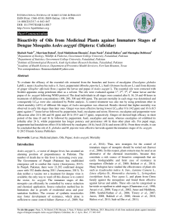 Bioactivity of Oils from Medicinal Plants against Immature Stages of