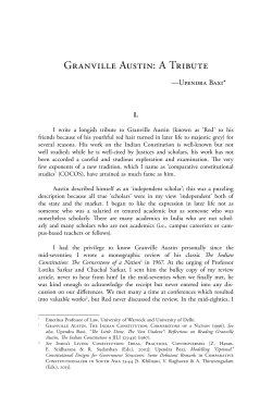 Granville Austin: A Tribute - Journal of Indian Law and Society