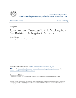 Comments and Casenotes: To Kill a Mockingbird