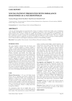 young patient presented with imbalance diagnosed as a neurosyphilis