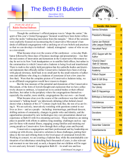 The Beth El Bulletin - Congregation Beth El