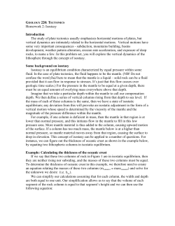 Homework 2: Isostasy Introduction The study of plate tectonics