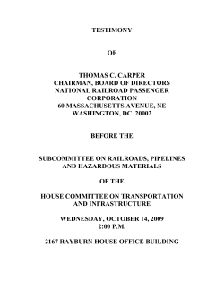 Statement of Thomas C. Carper, Chairman, Amtrak Board of
