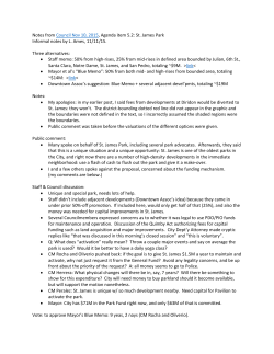 Notes from Council Nov 10, 2015, Agenda item 5.2: St. James Park