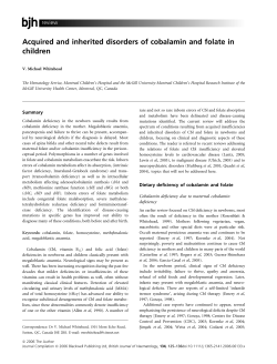 Acquired and inherited disorders of cobalamin and folate in children