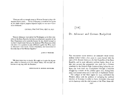 Dr. Adenauer and German Realpolitik