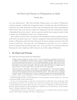 On Floyd and Putnam on Wittgenstein on G&ouml;del