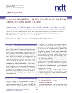 NDT Perspectives Measuring the quality of renal care: things to keep