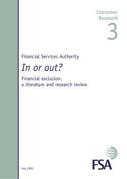 Consumer research 3 - in or out? Financial exclusion: a literature