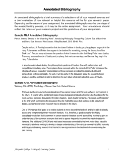 Annotated Bibliography