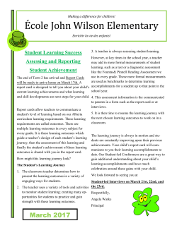 the newsletter - &Eacute;cole John Wilson Elementary School