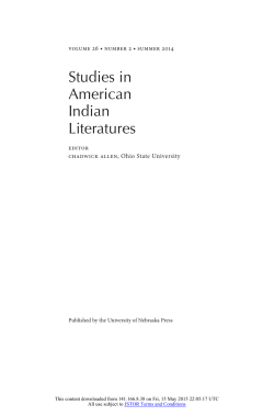 Studies in American Indian Literatures