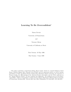 Learning To Be Overconfident - Faculty Directory | Berkeley-Haas