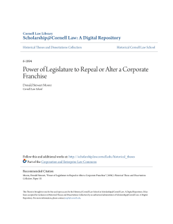 Power of Legislature to Repeal or Alter a Corporate Franchise