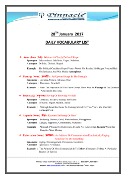 28 January 2017 DAILY VOCABULARY LIST