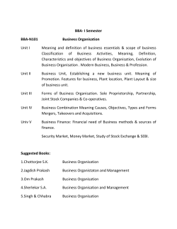 BBA- I Semester BBA-N101 Business Organisation Unit I Meaning