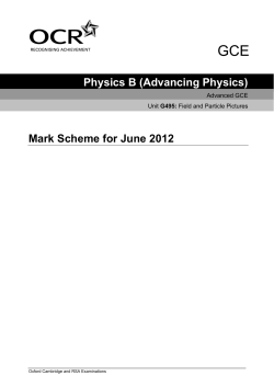 Mark scheme - Unit G495 - Field and particle pictures - June