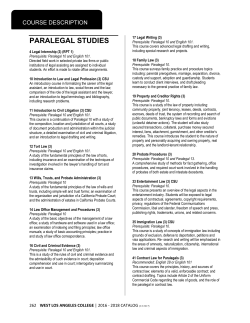 PARALEGAL STUDIES - West Los Angeles College