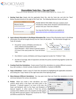 DivorceMate Tools One &ndash; Tips and Tricks