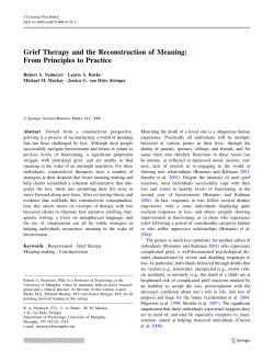 Grief Therapy and the Reconstruction of Meaning