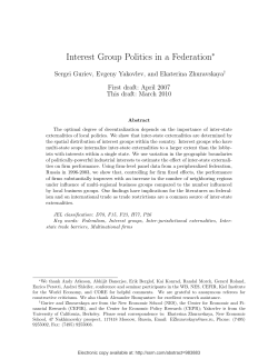 Interest Group Politics in a Federation