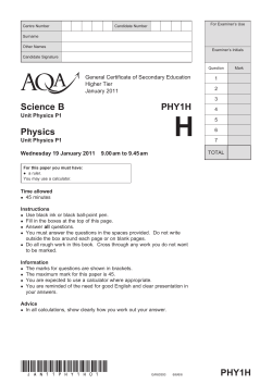 GCSE Physics Question Paper Unit 1 Physics (Higher