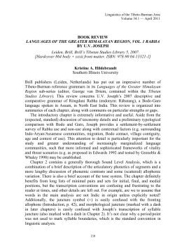 BOOK REVIEW LANGUAGES OF THE GREATER HIMALAYAN