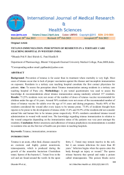 tetanus immunization: perception of residents in a tertiary care