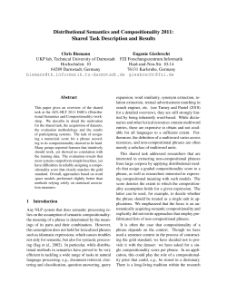 Distributional Semantics and Compositionality 2011