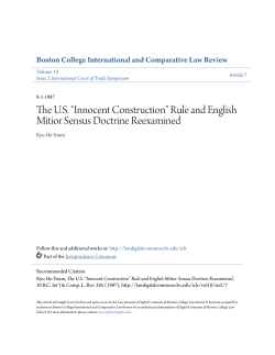 The U.S. &acirc;&bull;&oelig;Innocent Construction&acirc;&bull;&scaron; Rule and English Mitior
