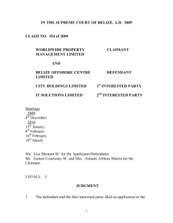Supreme Court Claim No. 354 of 2009