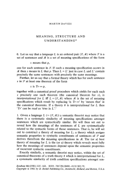 Meaning, structure and understanding