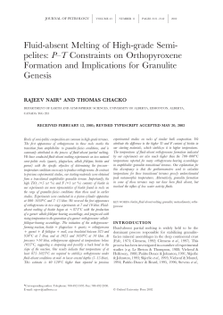 Fluid-absent Melting of High-grade Semi- pelites