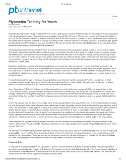 Plyometric Training for Youth