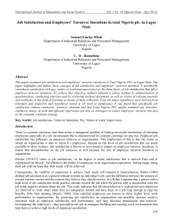 Job Satisfaction and Employees` Turnover