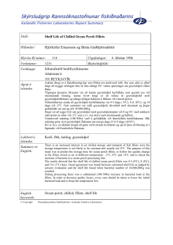 Shelf Life of Chilled Ocean Perch Fillets