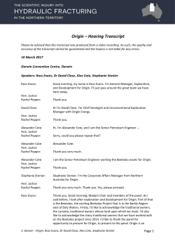 Origin &ndash; Hearing Transcript - Fracking Inquiry