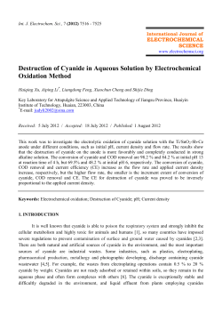 Destruction of Cyanide in Aqueous Solution by Electrochemical