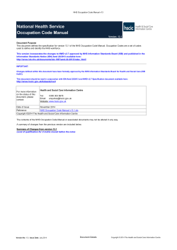 NHS Occupation Code Manual