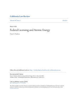 Federal Licensing and Atomic Energy