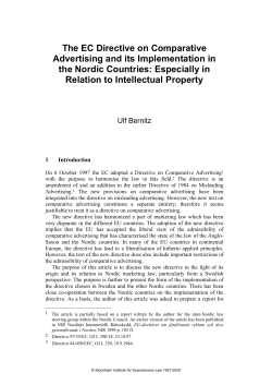 The EC Directive on Comparative Advertising and its