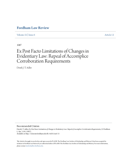 Ex Post Facto Limitations of Changes in Evidentiary Law: Repeal of