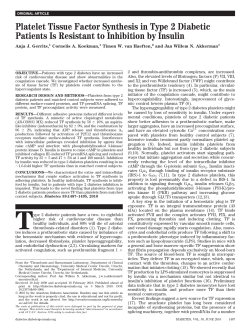 Platelet Tissue Factor Synthesis in Type 2 Diabetic
