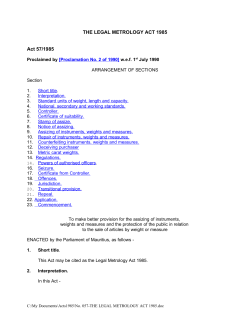 The Legal Metrology Act 1985